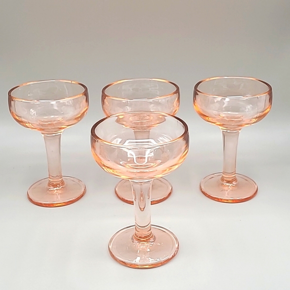 Orange Tinted Martini Cocktail Glasses with Thick Stems, Set of 4 - Picture 5 of 5